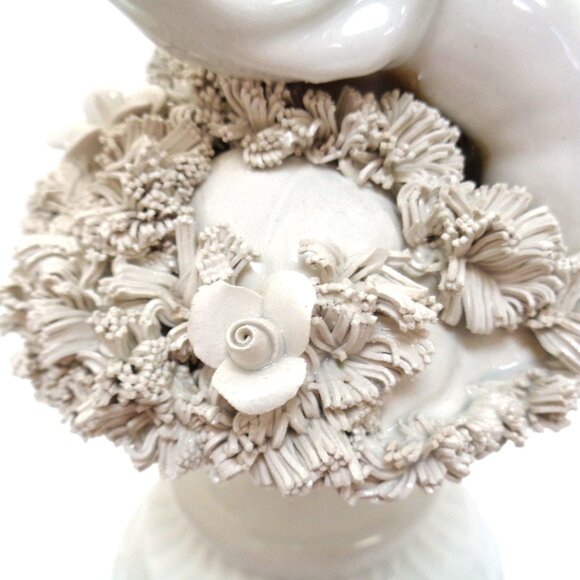 Neoclassical White Porcelain Cherub Lamp 1940's - Picture 9 of 16